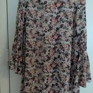 Bobeau Fairy Sleeves Floral Long Sleeve Dress - Multicolor Small